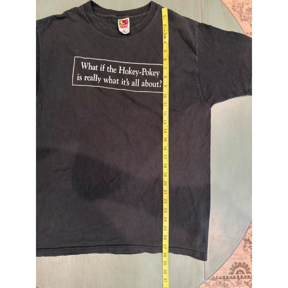 VTG Fruit of the Loom Hokey Pokey Graphic T-Shirt Mens Large Black Funny Quote T - Picture 6 of 7